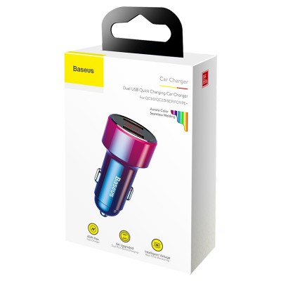 Автомобильное зарядное устройство BASEUS Magic C20C, 2*USB, 5A, 45 Вт, красный, дисплей+быстрая зарядка Автомобильное зарядное устройство BASEUS Magic C20C, 2*USB, 5A, 45 Вт, красный, дисплей+быстрая зарядка