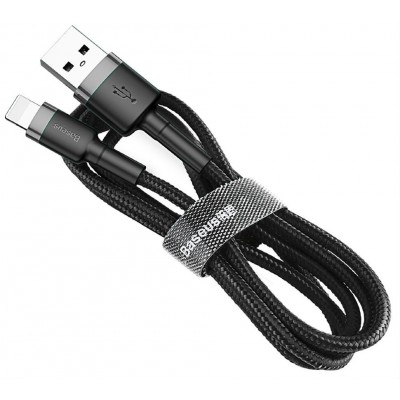 Кабель USB BASEUS Cafule, USB - Lightning, 2.4А, 0,5 м, серый+черный Кабель USB BASEUS Cafule, USB - Lightning, 2.4А, 0,5 м, серый+черный