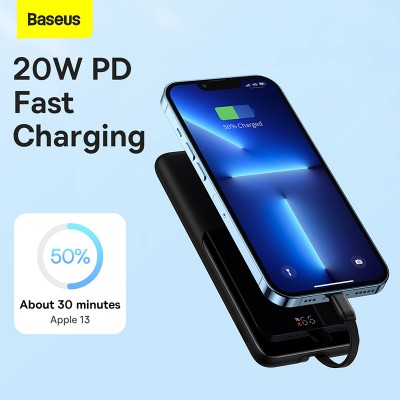 Портативный аккумулятор BASEUS Elf Digital Display 22.5W, 2.4A, 10000 мА⋅ч, черный Портативный аккумулятор BASEUS Elf Digital Display 22.5W, 2.4A, 10000 мА⋅ч, черный