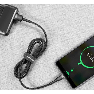 Кабель USB BASEUS Cafule, USB - Type-C, 3A, 0,5 м, серый+черный Кабель USB BASEUS Cafule, USB - Type-C, 3A, 0,5 м, серый+черный
