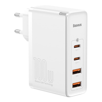 Зарядное устройство BASEUS GaN2 Pro Quick Charger 2*USB+2*USB-C, 5A, 100W, белый Зарядное устройство BASEUS GaN2 Pro Quick Charger 2*USB+2*USB-C, 5A, 100W, белый