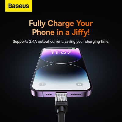 Кабель USB BASEUS CoolPlay Series Fast Charging, USB - Lightning, 2.4А, 2 м, черный Кабель USB BASEUS CoolPlay Series Fast Charging, USB - Lightning, 2.4А, 2 м, черный