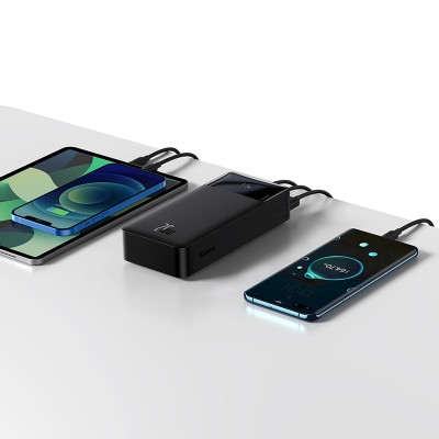 Портативный аккумулятор BASEUS Bipow Digital Display 20W, 3A, 30000 мА⋅ч, черный, с кабелем micro Портативный аккумулятор BASEUS Bipow Digital Display 20W, 3A, 30000 мА⋅ч, черный, с кабелем micro