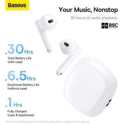 Беспроводные наушники BASEUS WX5(Overseas Edition), Bluetooth, белый Беспроводные наушники BASEUS WX5(Overseas Edition), Bluetooth, белый