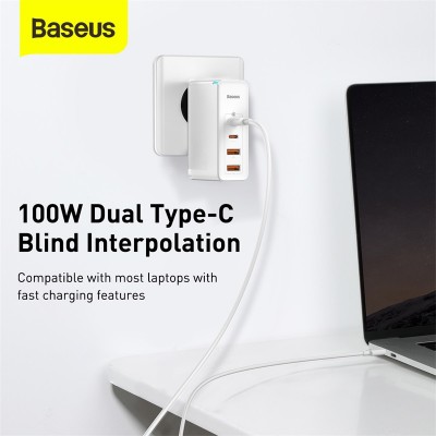 Зарядное устройство BASEUS GaN2 Pro Quick Charger 2*USB+2*USB-C, 5A, 100W, белый Зарядное устройство BASEUS GaN2 Pro Quick Charger 2*USB+2*USB-C, 5A, 100W, белый