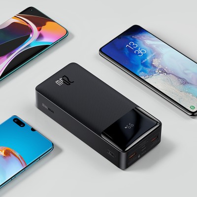 Портативный аккумулятор BASEUS Bipow Digital Display 20W, 3A, 30000 мА⋅ч, черный, с кабелем micro Портативный аккумулятор BASEUS Bipow Digital Display 20W, 3A, 30000 мА⋅ч, черный, с кабелем micro