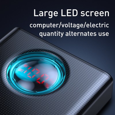 Портативный аккумулятор BASEUS Amblight 65W, 3A, 30000 мА⋅ч, черный, с кабелем С-С Портативный аккумулятор BASEUS Amblight 65W, 3A, 30000 мА⋅ч, черный, с кабелем С-С