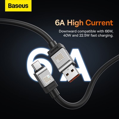 Кабель USB BASEUS CoolPlay Series Fast Charging, USB - Type-C, 100W, 2 м, черный Кабель USB BASEUS CoolPlay Series Fast Charging, USB - Type-C, 100W, 2 м, черный