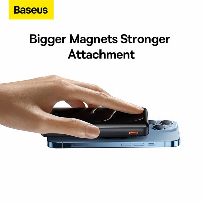 Портативный аккумулятор BASEUS Magnetic Bracket Wireless Charging 20W, 3A, 10000 мА⋅ч, синий, с беспроводной зарядкой Портативный аккумулятор BASEUS Magnetic Bracket Wireless Charging 20W, 3A, 10000 мА⋅ч, синий, с беспроводной зарядкой