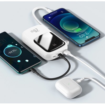 Портативный аккумулятор BASEUS Qpow Digital Display, 3A, 20000 мА⋅ч, белый, с кабелем Lightning Портативный аккумулятор BASEUS Qpow Digital Display, 3A, 20000 мА⋅ч, белый, с кабелем Lightning