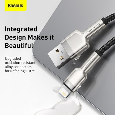 Кабель USB BASEUS Cafule Series Metal, USB - Lightning, 2.4А, 2 м, черный Кабель USB BASEUS Cafule Series Metal, USB - Lightning, 2.4А, 2 м, черный