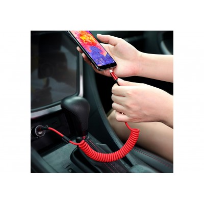 Кабель USB BASEUS Fish eye Spring, USB - Type-C, 2А, 1 м, красный, пружинный Кабель USB BASEUS Fish eye Spring, USB - Type-C, 2А, 1 м, красный, пружинный