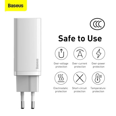 Зарядное устройство BASEUS GaN2 lite USB+USB-C, 3A, 65W, белый Зарядное устройство BASEUS GaN2 lite USB+USB-C, 3A, 65W, белый
