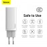 Зарядное устройство BASEUS GaN2 lite USB+USB-C, 3A, 65W, белый Зарядное устройство BASEUS GaN2 lite USB+USB-C, 3A, 65W, белый