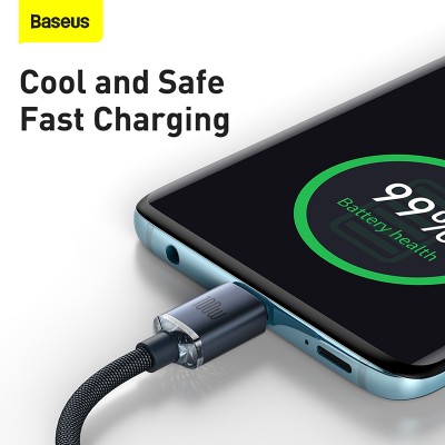 Кабель USB-C BASEUS Crystal Shine Series Fast Charging, Type-C - Type-C, 5A, 100W, 2 м, черный Кабель USB-C BASEUS Crystal Shine Series Fast Charging, Type-C - Type-C, 5A, 100W, 2 м, черный