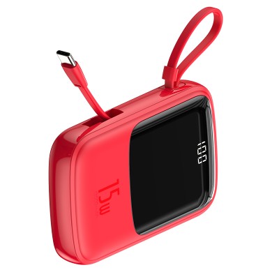 Портативный аккумулятор BASEUS Qpow, 3A, 10000 мА⋅ч, красный, с кабелем Type-C Портативный аккумулятор BASEUS Qpow, 3A, 10000 мА⋅ч, красный, с кабелем Type-C