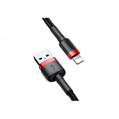 Кабель USB BASEUS Cafule, USB - Lightning, 2.4А, 0,5 м, красный+черный Кабель USB BASEUS Cafule, USB - Lightning, 2.4А, 0,5 м, красный+черный