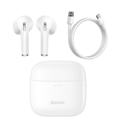 Беспроводные наушники BASEUS Bowie E8, Bluetooth, 40 мАч, белый Беспроводные наушники BASEUS Bowie E8, Bluetooth, 40 мАч, белый