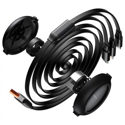 Кабель USB BASEUS Bright Mirror One-for-three, USB - MicroUSB+Type-C+Lightning, 66W, 1,2м, черный Кабель USB BASEUS Bright Mirror One-for-three, USB - MicroUSB+Type-C+Lightning, 66W, 1,2м, черный