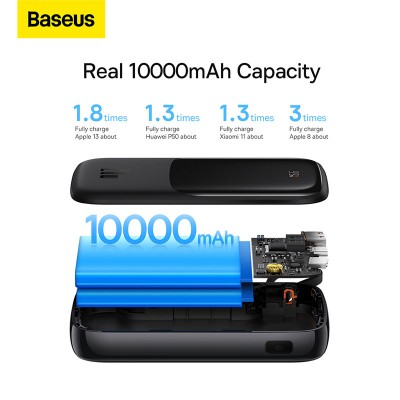 Портативный аккумулятор BASEUS Qpow Pro Digital Display Fast Charge 20W iP Edition, 3A, 10000 мА⋅ч, черный, с кабелем Ty Портативный аккумулятор BASEUS Qpow Pro Digital Display Fast Charge 20W iP Edition, 3A, 10000 мА⋅ч, черный, с кабелем Ty
