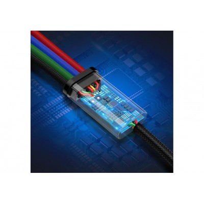 Кабель USB BASEUS Fast Charging 4-in-1, USB - MicroUSB + 2*Type-C + Lightning, 3.5A, 1.2 м, черный Кабель USB BASEUS Fast Charging 4-in-1, USB - MicroUSB + 2*Type-C + Lightning, 3.5A, 1.2 м, черный