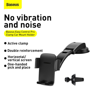 Автомобильный держатель BASEUS Easy Control Pro Clamp (a set), черный, на воздуховод+приборную панель Автомобильный держатель BASEUS Easy Control Pro Clamp (a set), черный, на воздуховод+приборную панель