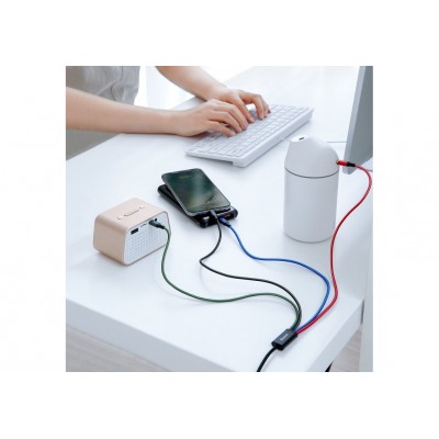 Кабель USB BASEUS Fast Charging 4-in-1, USB - MicroUSB + 2*Type-C + Lightning, 3.5A, 1.2 м, черный Кабель USB BASEUS Fast Charging 4-in-1, USB - MicroUSB + 2*Type-C + Lightning, 3.5A, 1.2 м, черный