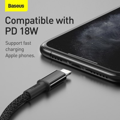 Кабель USB-C BASEUS High Density Braided, Type-C - Lightning, 20W, 2 м, черный Кабель USB-C BASEUS High Density Braided, Type-C - Lightning, 20W, 2 м, черный
