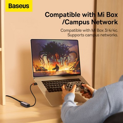 Переходник/Адаптер BASEUS Lite Series Ethernet Adapter (Aluminum Alloy), Type-C - RJ45 (1000Mbps), серый Переходник/Адаптер BASEUS Lite Series Ethernet Adapter (Aluminum Alloy), Type-C - RJ45 (1000Mbps), серый