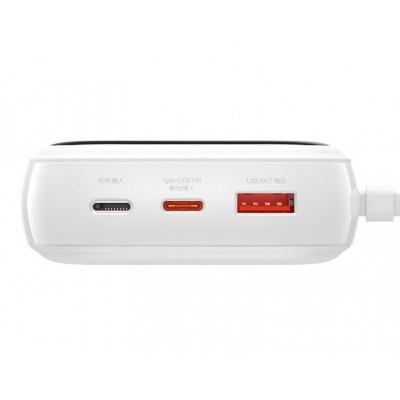 Портативный аккумулятор BASEUS Qpow Digital Display, 3A, 20000 мА⋅ч, белый, с кабелем Lightning Портативный аккумулятор BASEUS Qpow Digital Display, 3A, 20000 мА⋅ч, белый, с кабелем Lightning