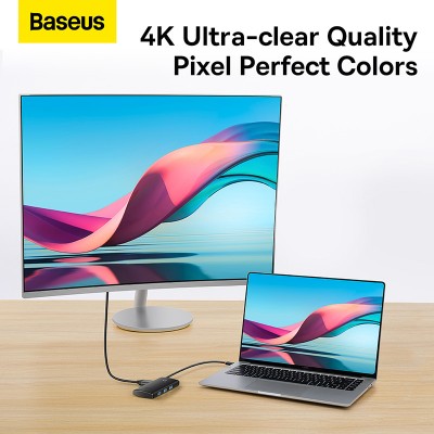Переходник/Адаптер BASEUS Lite Series 5-Port, Разветвитель, Type-C - 3*USB3.0+HDMI+PD, черный Переходник/Адаптер BASEUS Lite Series 5-Port, Разветвитель, Type-C - 3*USB3.0+HDMI+PD, черный
