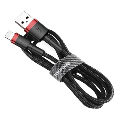 Кабель USB BASEUS Cafule, USB - Lightning, 2А, 3 м, красно-черный Кабель USB BASEUS Cafule, USB - Lightning, 2А, 3 м, красно-черный