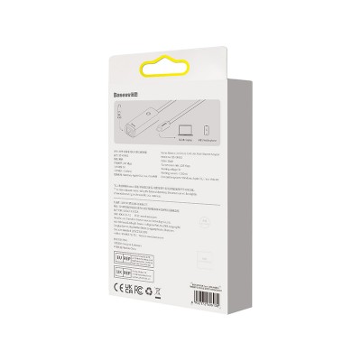 Переходник/Адаптер BASEUS Lite Series Ethernet Adapter (Aluminum Alloy), Type-C - RJ45 (1000Mbps), серый Переходник/Адаптер BASEUS Lite Series Ethernet Adapter (Aluminum Alloy), Type-C - RJ45 (1000Mbps), серый
