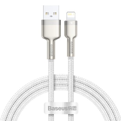 Кабель USB BASEUS Cafule Series Metal, USB - Lightning, 2.4А, 1 м, белый Кабель USB BASEUS Cafule Series Metal, USB - Lightning, 2.4А, 1 м, белый