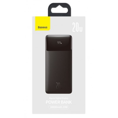 Портативный аккумулятор BASEUS Bipow Digital Display 20W, 3A, 30000 мА⋅ч, черный Портативный аккумулятор BASEUS Bipow Digital Display 20W, 3A, 30000 мА⋅ч, черный