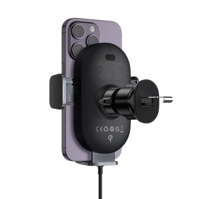 Автомобильный держатель BASEUS Light Chaser, с беспроводной зарядкой, 15W, черный, на воздуховод Автомобильный держатель BASEUS Light Chaser, с беспроводной зарядкой, 15W, черный, на воздуховод