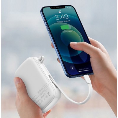 Портативный аккумулятор BASEUS Qpow Digital Display, 3A, 20000 мА⋅ч, белый, с кабелем Lightning Портативный аккумулятор BASEUS Qpow Digital Display, 3A, 20000 мА⋅ч, белый, с кабелем Lightning