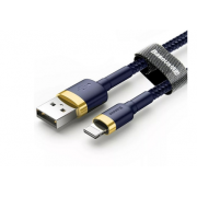Кабель USB BASEUS Cafule, USB - Lightning, 2.4А, 1 м, золотой+синий
