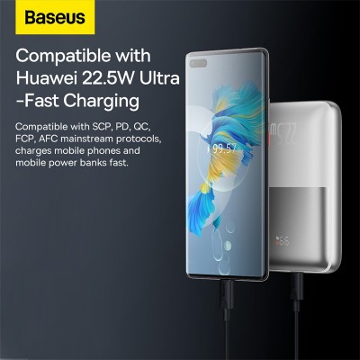 Портативный аккумулятор BASEUS Bipow Pro Digital Display Fast Charge 22.5W Overseas Edition, 3A, 20000 мА⋅ч, белый Портативный аккумулятор BASEUS Bipow Pro Digital Display Fast Charge 22.5W Overseas Edition, 3A, 20000 мА⋅ч, белый