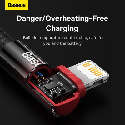 Кабель USB-C BASEUS MVP 2 Elbow-shaped Fast Charging, Type-C - Lightning, 20W, 2 м, черно-красный, угловой Кабель USB-C BASEUS MVP 2 Elbow-shaped Fast Charging, Type-C - Lightning, 20W, 2 м, черно-красный, угловой