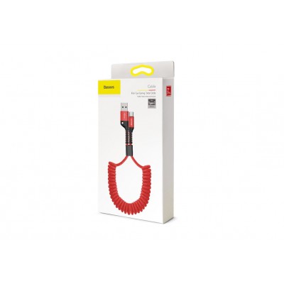 Кабель USB BASEUS Fish eye Spring, USB - Type-C, 2А, 1 м, красный, пружинный Кабель USB BASEUS Fish eye Spring, USB - Type-C, 2А, 1 м, красный, пружинный