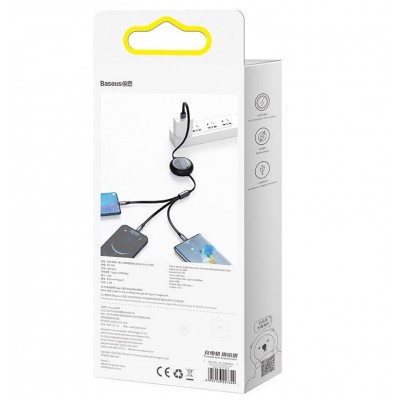 Кабель USB BASEUS Bright Mirror One-for-three, USB - MicroUSB+Type-C+Lightning, 66W, 1,2м, черный Кабель USB BASEUS Bright Mirror One-for-three, USB - MicroUSB+Type-C+Lightning, 66W, 1,2м, черный