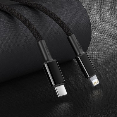Кабель USB-C BASEUS High Density Braided, Type-C - Lightning, 20W, 2 м, черный Кабель USB-C BASEUS High Density Braided, Type-C - Lightning, 20W, 2 м, черный