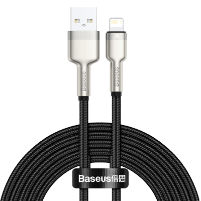 Кабель USB BASEUS Cafule Series Metal, USB - Lightning, 2.4А, 2 м, черный Кабель USB BASEUS Cafule Series Metal, USB - Lightning, 2.4А, 2 м, черный