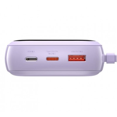 Портативный аккумулятор BASEUS Qpow Digital Display, 3A, 20000 мА⋅ч, фиолетовый, с кабелем Lightning Портативный аккумулятор BASEUS Qpow Digital Display, 3A, 20000 мА⋅ч, фиолетовый, с кабелем Lightning