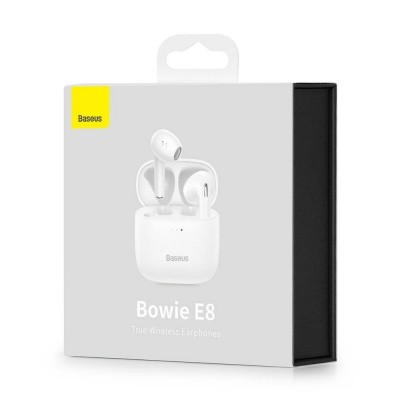 Беспроводные наушники BASEUS Bowie E8, Bluetooth, 40 мАч, белый Беспроводные наушники BASEUS Bowie E8, Bluetooth, 40 мАч, белый