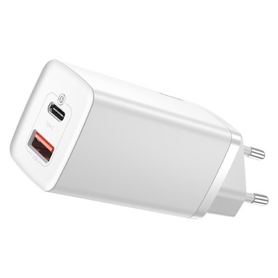 Зарядное устройство BASEUS GaN2 lite USB+USB-C, 3A, 65W, белый Зарядное устройство BASEUS GaN2 lite USB+USB-C, 3A, 65W, белый