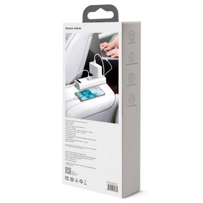 Автомобильный инвертор BASEUS In-car Inverter US/JP, белый, 150W Автомобильный инвертор BASEUS In-car Inverter US/JP, белый, 150W