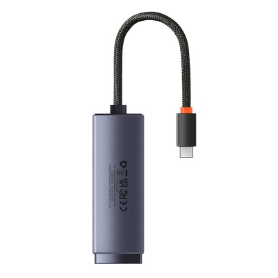 Переходник/Адаптер BASEUS Lite Series Ethernet Adapter (Aluminum Alloy), Type-C - RJ45 (1000Mbps), серый Переходник/Адаптер BASEUS Lite Series Ethernet Adapter (Aluminum Alloy), Type-C - RJ45 (1000Mbps), серый