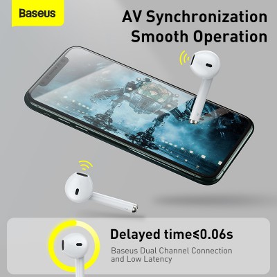 Беспроводные наушники BASEUS W04 Pro, Bluetooth, 37 мАч, белый Беспроводные наушники BASEUS W04 Pro, Bluetooth, 37 мАч, белый